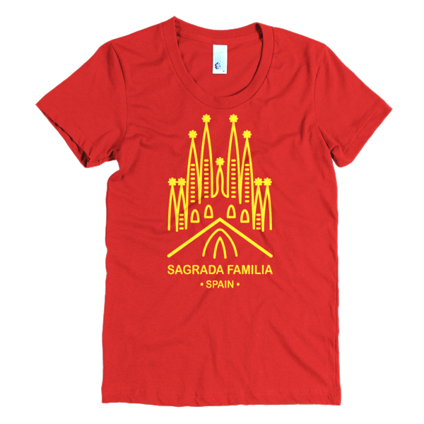 BeYouTees® Sagrada Familia landmark graphic tee (yellow print)