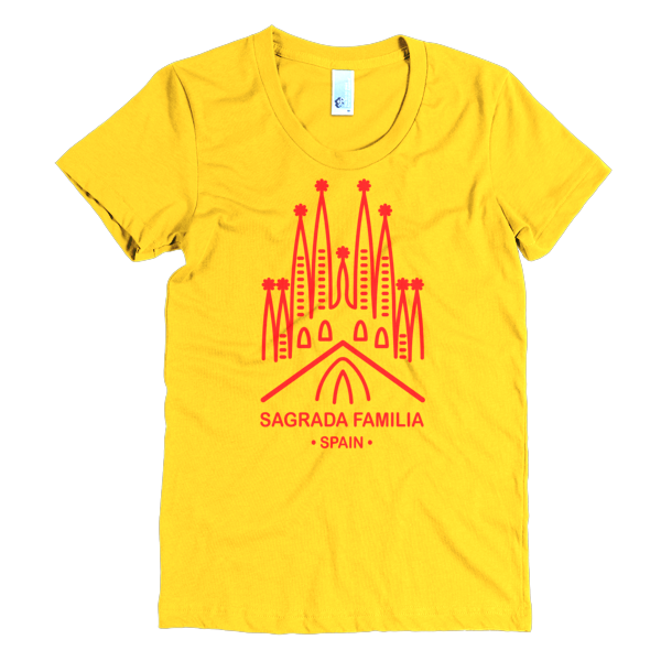 BeYouTees® Sagrada Familia landmark graphic tee (red print)