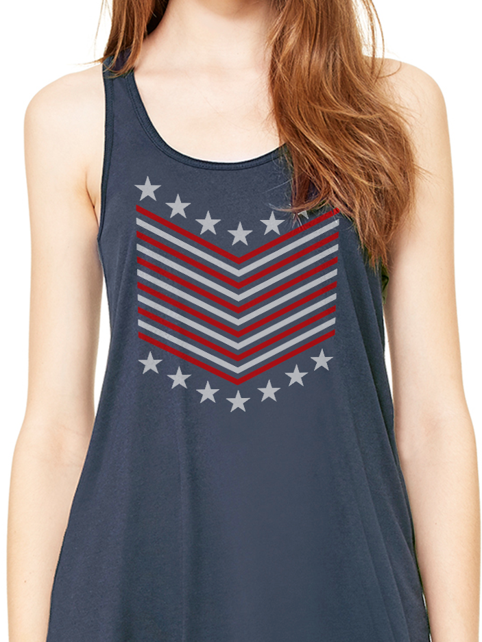 BeYouTees® Stars and Stripes chevron graphic tank