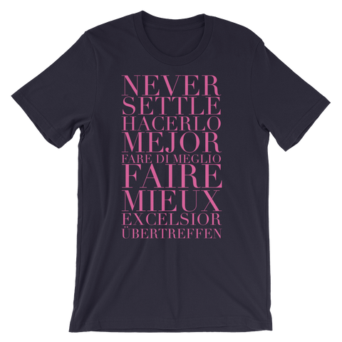 BeYouTees® Never Settle graphic tee (black type)