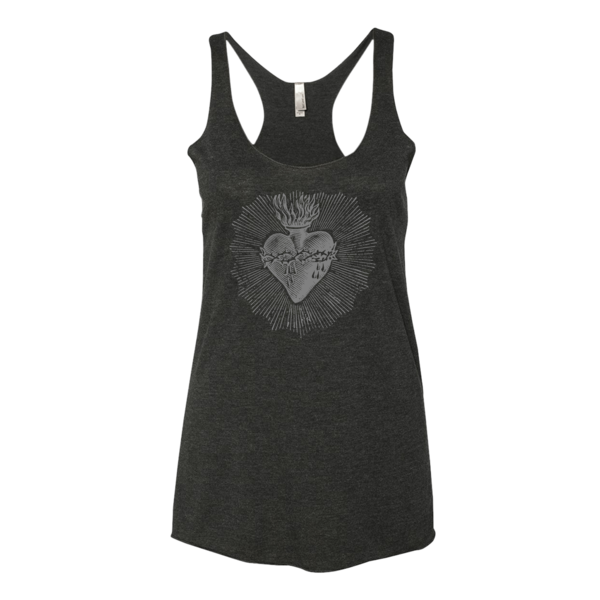 BeYouTees® Sacred Heart graphic tank (gray print)