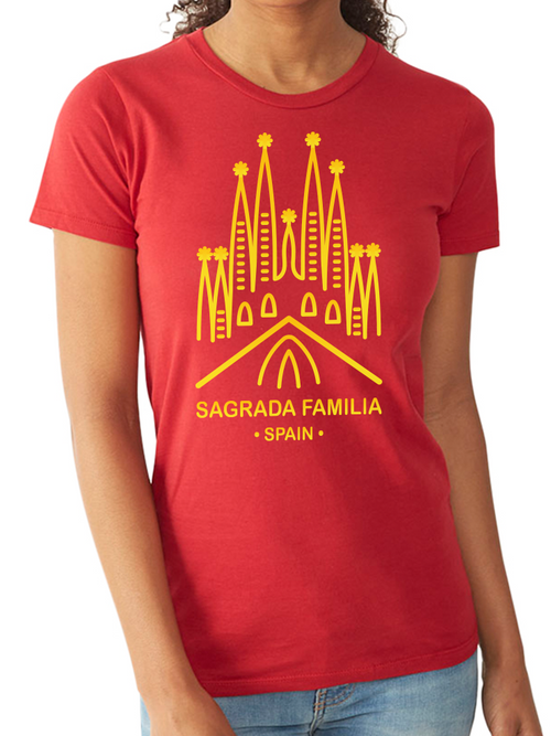 BeYouTees® Sagrada Familia landmark graphic tee (yellow print)